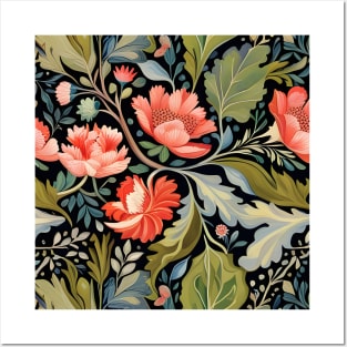 Modern Floral Pattern With Fall Leaves Flowers And Berries Posters and Art